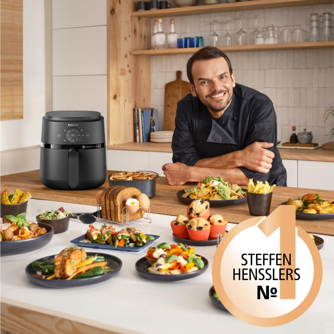 Philips Airfryer 2000 series 4,2L - Digital berøringsskærm, 13 tilberedningsmuligheder, 9 forudindstillede funktioner, Op til 90 % mindre fedt med Rapidair-teknologi, effekt 1500W Hvidevarer Naty Shop