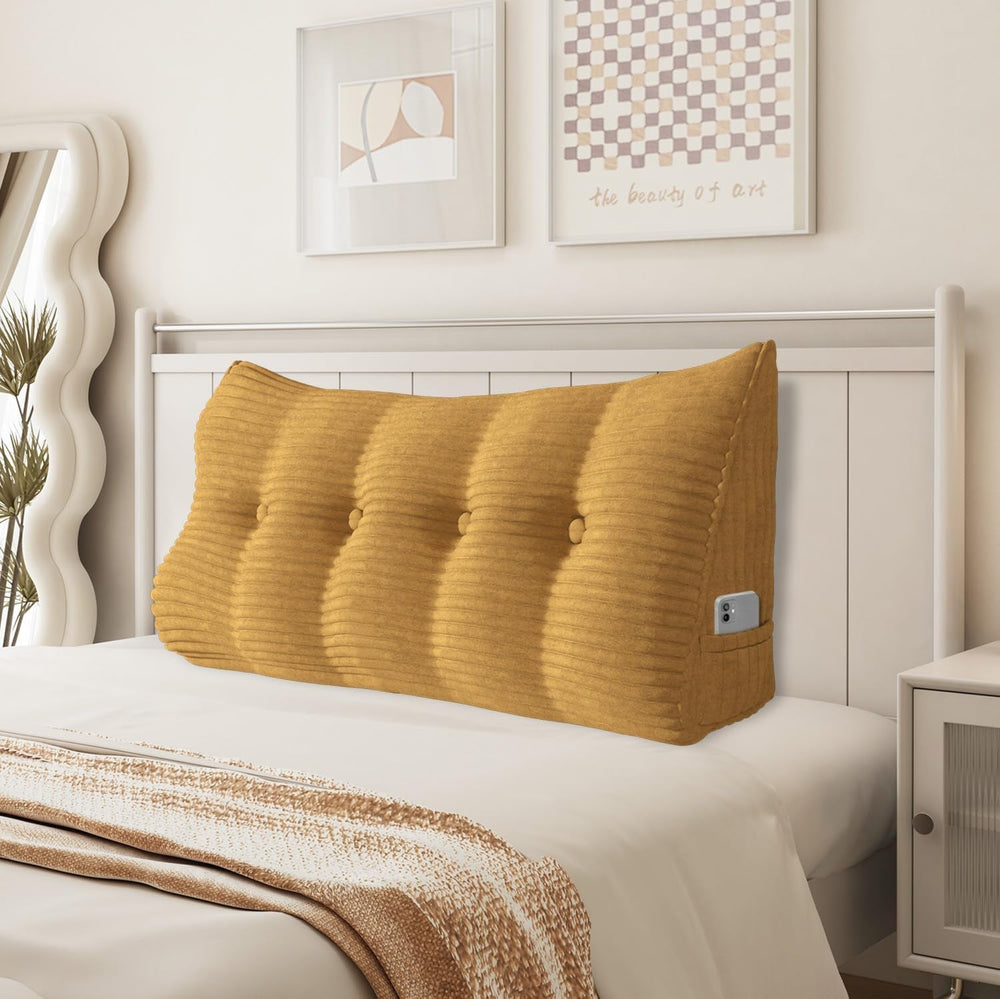 Pernă Johnear cu pană, pernă de citit pentru pat și canapea, pernă pentru spătar, pernă pentru tăblie, pernă lombară triunghiulară mare (gri, 45 cm)