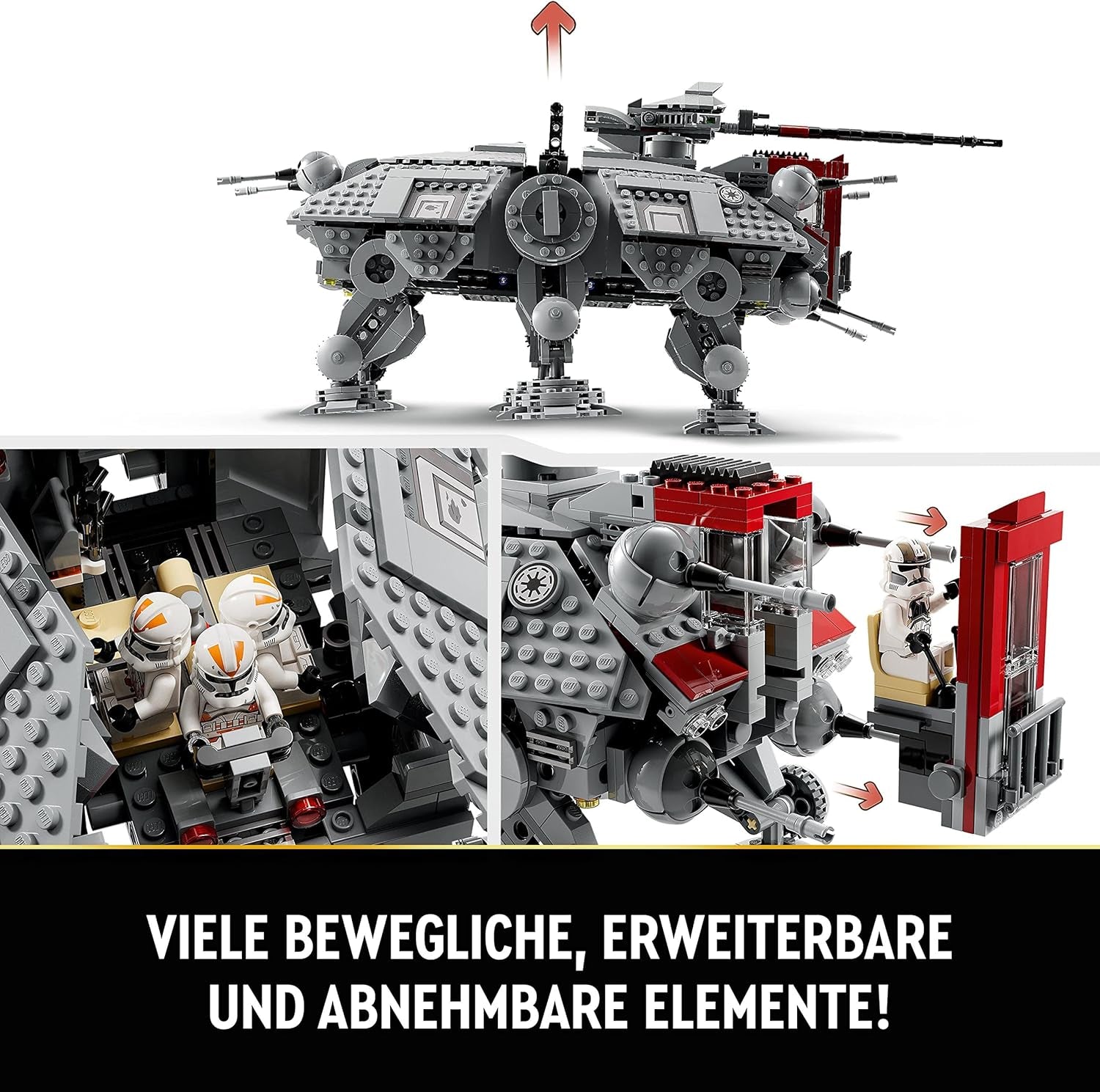LEGO Star Wars At-Te Walker mobilt legetøjsmodel minifigursæt med 3 klontroopers, kampdroider og dværgedderkop-droid 75337 byggesæt Besuche den LEGO-Store