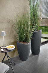 Scheurich Wave Globe High, recipient înalt din plastic, granit negru, diametru 29,8 cm, înălțime 40 cm, volum 6 l.