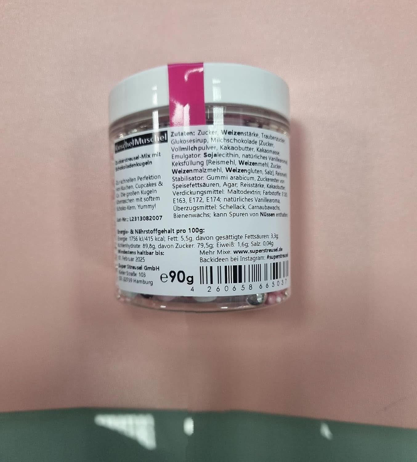 Super Streusel, spiselige sukkerperler (store perler med chokoladefyld), 90 gram Naty Shop