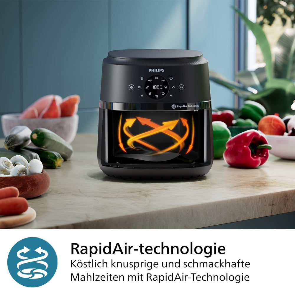 Philips Airfryer 2000 series 4,2L - Digital berøringsskærm, 13 tilberedningsmuligheder, 9 forudindstillede funktioner, Op til 90 % mindre fedt med Rapidair-teknologi, effekt 1500W Hvidevarer Naty Shop