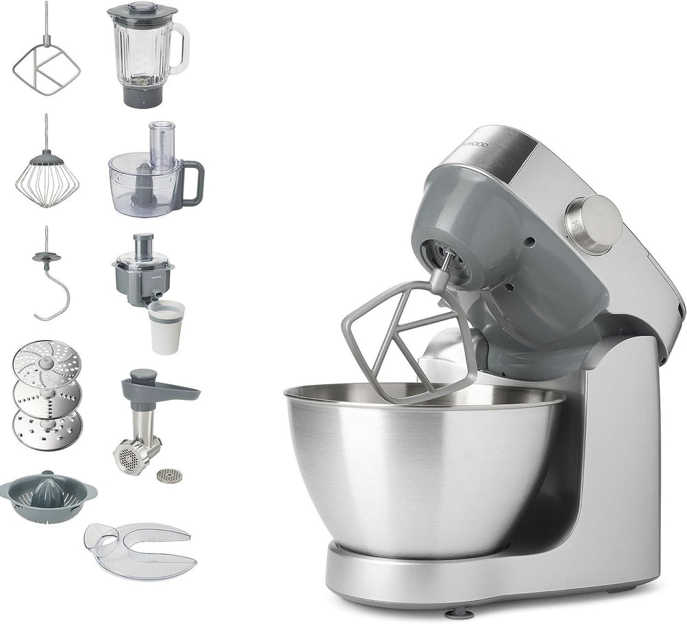 Kenwood Prospero+ KHC29A.R0SI Küchenmaschine, 4,3 L Edelstahlschüssel, Inkl. 10-Teiligem Zubehör-Set Mit Fleischwolf, Glas-Mixer, Zitruspresse, Entsafter Und Mehr, Inkl. Easyweigh Waage, 1000W, Silber Mor og barn Naty Shop Silber Inkl. 9 Tilbehør