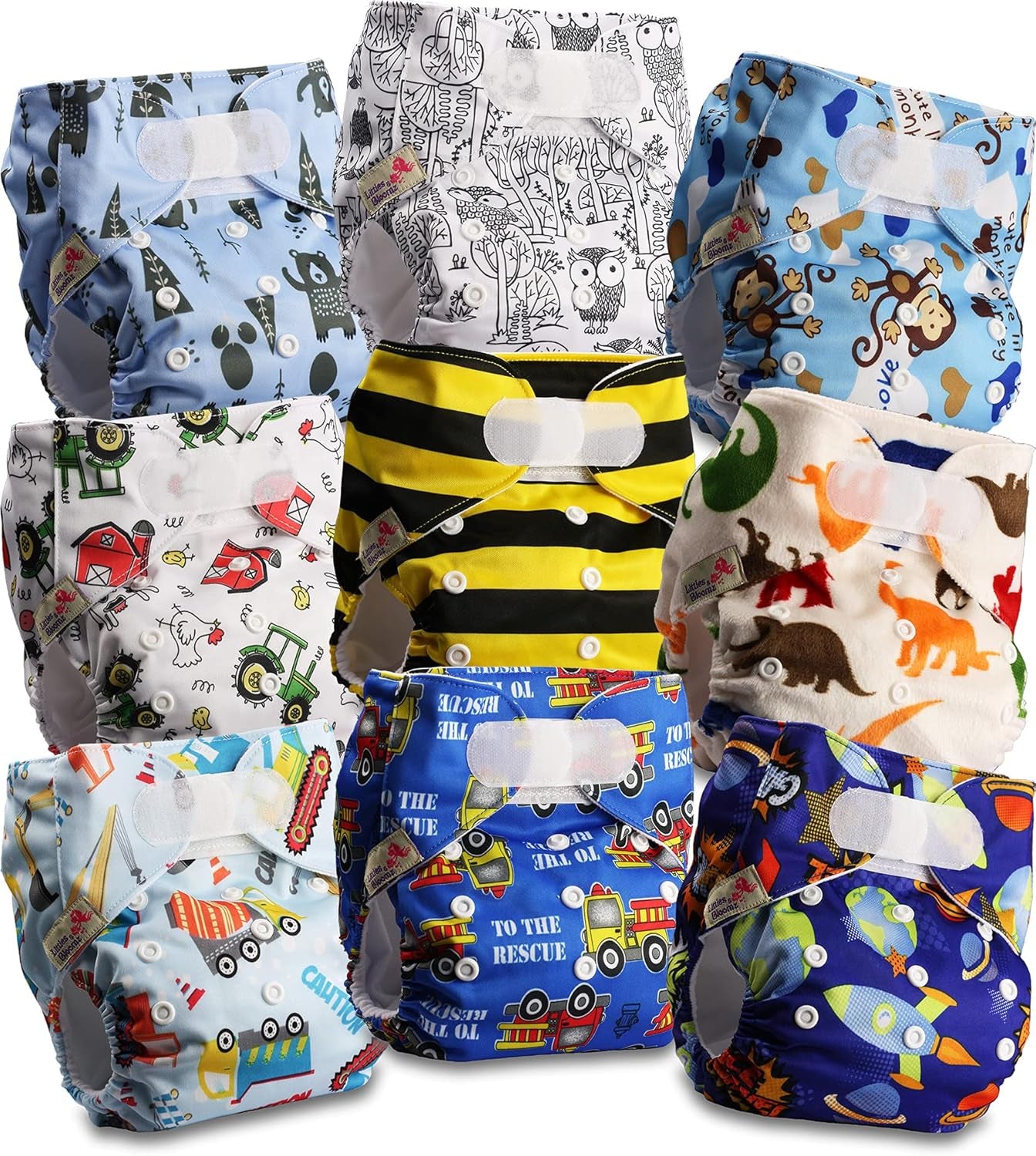 Littles og Bloomz genanvendelig ble FLV2-0602, standard krog og løkke lukning, 6 bleer