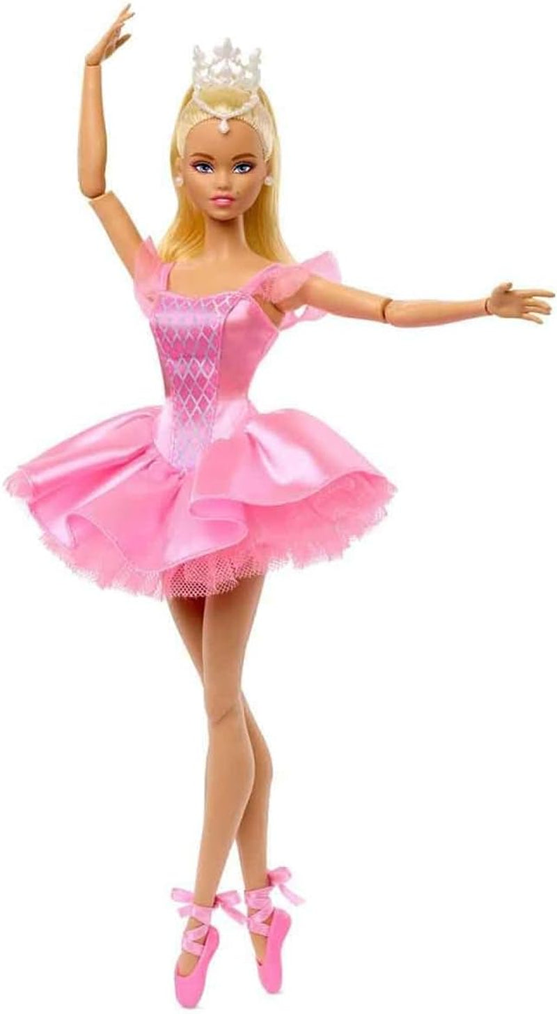 Păpușa Barbie Signature Ballet Wishes, păpușă la modă de colecție, în tutu de mătase roz, cu păr blond și ambalaj cadou, JBJ10