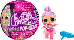 L.O.L. Surprise! Neon Pop Stars Tots - 1 păpușă cu surprize magice cu lumină neagră, ambalaj orb, 7 păpuși de colecționat, fiecare cu autocolante neon și accesorii, cadou pentru copii 4+ Papusi Naty Shop Titlu implicit