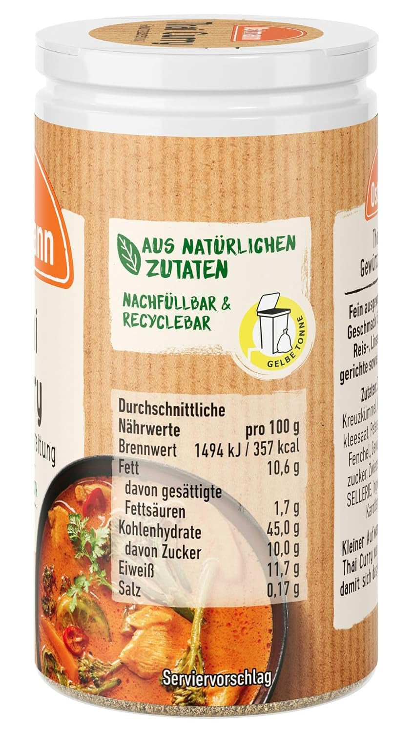 Ostmann Gewürze - Thai Curry Gewürzzubereitung | Genbrugs- og genbrugsemballage | 40 g i Der Streudose