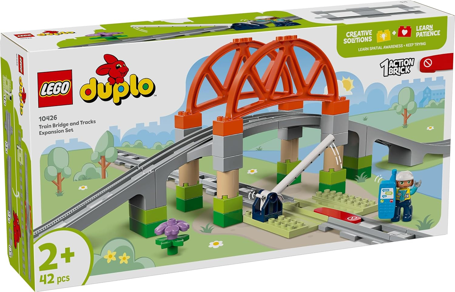 LEGO DUPLO Town Pod de cale ferată și șine - Set de expansiune, cadou pentru copii începând cu 2 ani, set pentru construcție și reconstrucție, set de dezvoltare pentru preșcolari, jucărie educațională 10426 Seturi de constructie Besuche den LEGO-Store