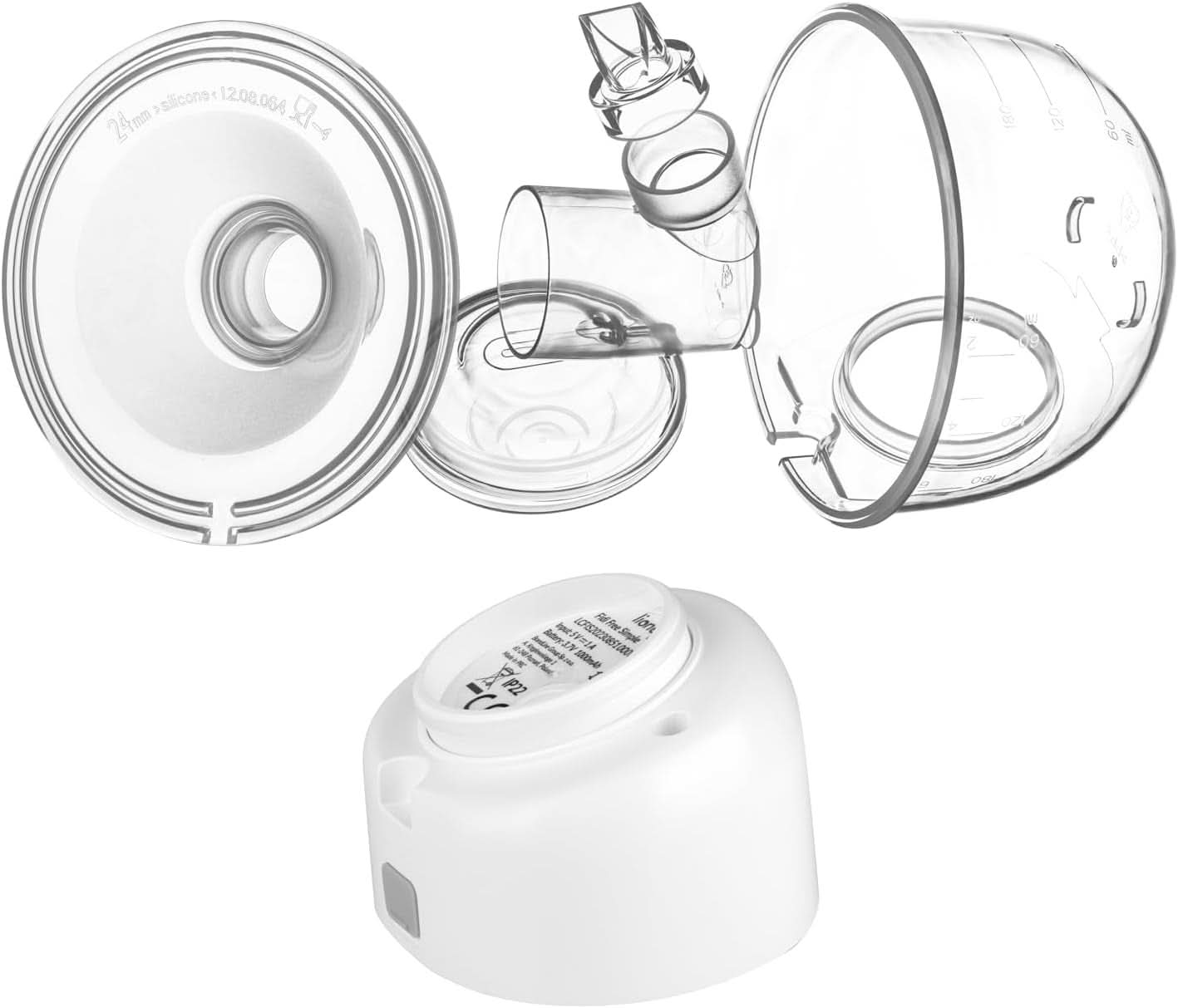 Pompă electrică simplă pentru lapte matern LIONELO Fidi Free 180 ml, pompă portabilă cu 2 faze, economie de energie 9 nivele, 3 dimensiuni de pâlnii din silicon Timer Accesorii Hrana si Alaptare Bebe Naty Shop