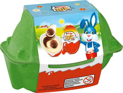 Kinder Joy pakke med 2 - Den ene halvdel med lækker mælk og kakaocreme og sprøde kugler, og den anden halvdel med en stor overraskelse - påskechokolade, påskeslik - påskegave - 40g