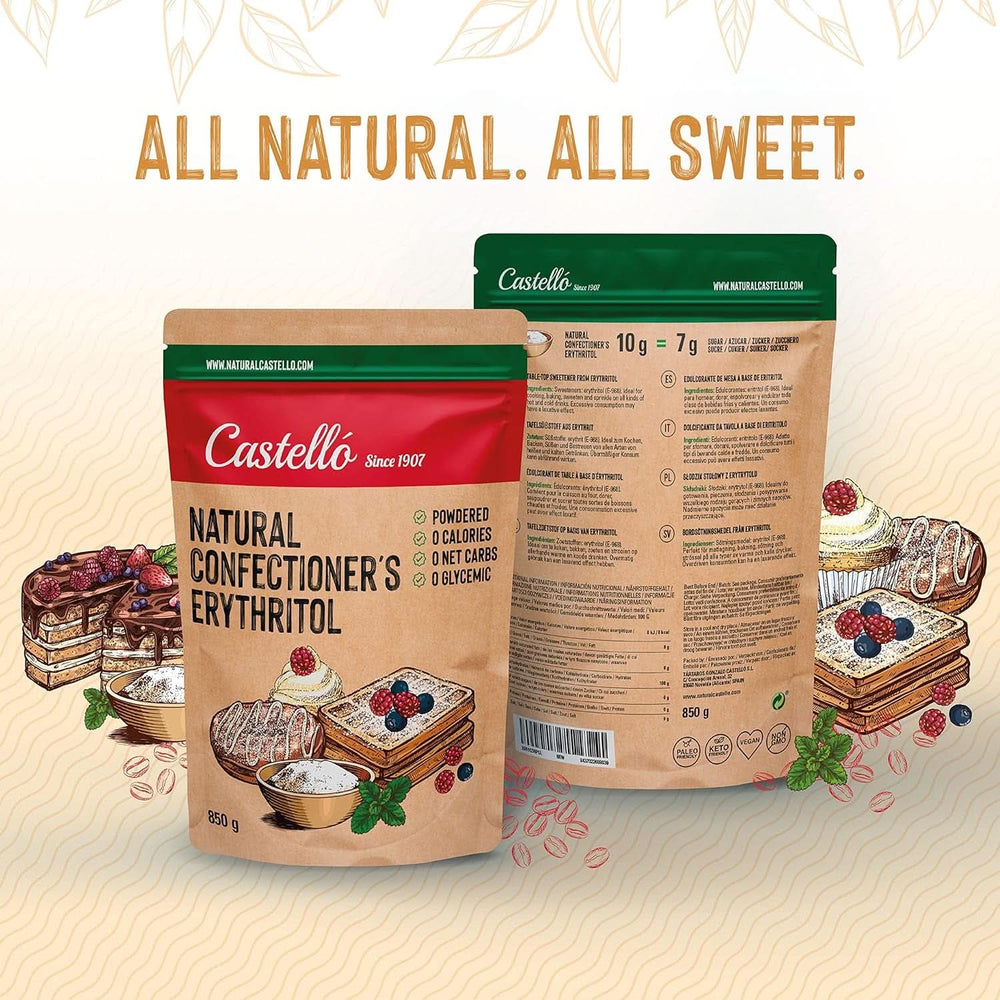 Naturlig erythritol - flormelis | 10G = 7G sukker, 850 gram Sweeteners Naty Shop
