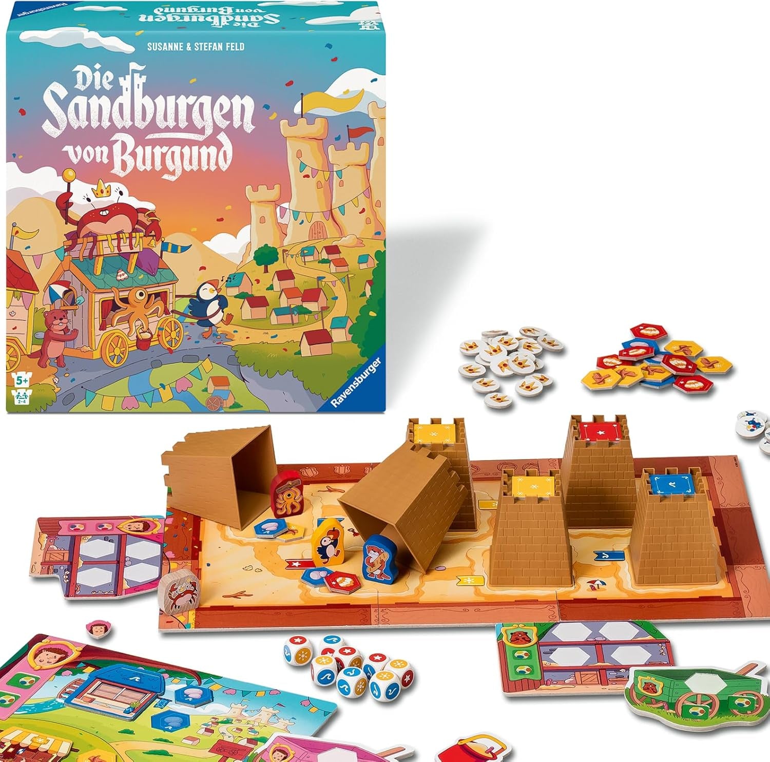 Ravensburger 24687 Burgundy Sandcastles - Spil for børn fra 5 år og opefter, for 2-4 spillere