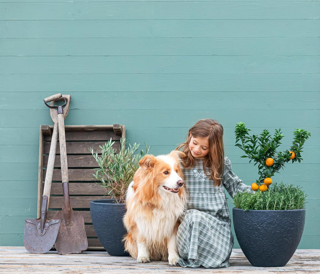 Ghiveci Dehner Stone, Ø 40 cm, înălțime aprox. 31 cm, plastic, antracit