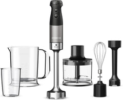 Kenwood Triblade XL Pro Stabmixer HBM80.322BK, 1200W, Variable Speeds, Edelstahl(Pürierfuß), Schneebesen, Emulgieraufsatz, 500Ml Zerkleiner, 700 & 250Ml Becher, Spülmaschinenfeste H2B Teile Bucat2 Bucat.