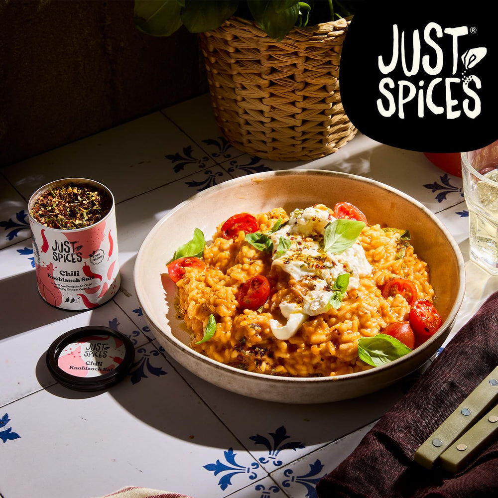 Just Spices Chili Hvidløg Salt I Gewürzmix, der zu allen Gerichten schmeckt I Gewürzdose, 55 g