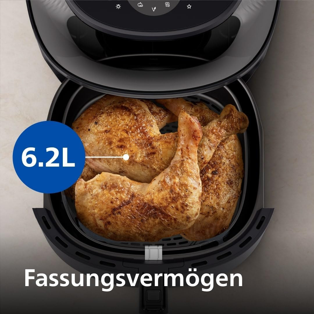 Philips Airfryer 3000 Series 6.2L, Madlavningsvindue, 16 tilberedningsfunktioner i 1, Rapidair plus-teknologi, Fedtfjernelse, Opskriftsapplikation Homeid Appliances Naty Shop