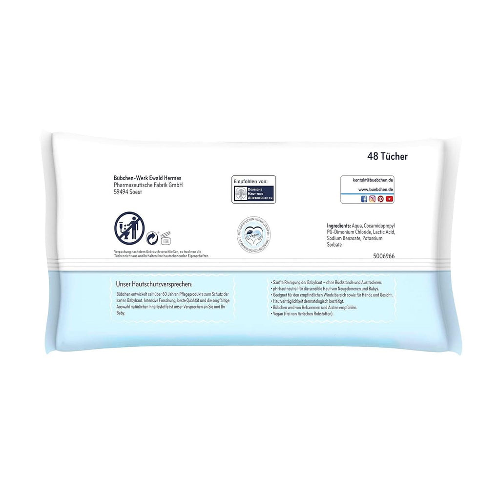 Bübchen Aqua Touch Feuchttücher, 144 Stück (3 X 48) – Sensitive Pflegetücher Mit 99% Purem Wasser, Feuchte Tücher Für Neugeborene Und Babys Naty Shop
