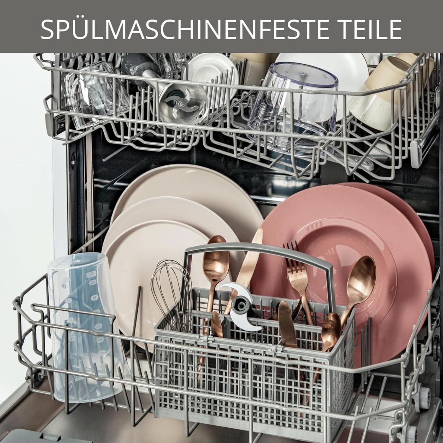 Krups Perfect Mix Stand Mixer HZ6568 | Blender | 1000 Watt | Edelstahlfuß | 4 Extra Scharfe Messer | Powelix-teknologi | Schneebesen | 500 Ml Zerkleiner | 800 Ml Messbecher | Schwarz/Silber Kitchen Naty Shop