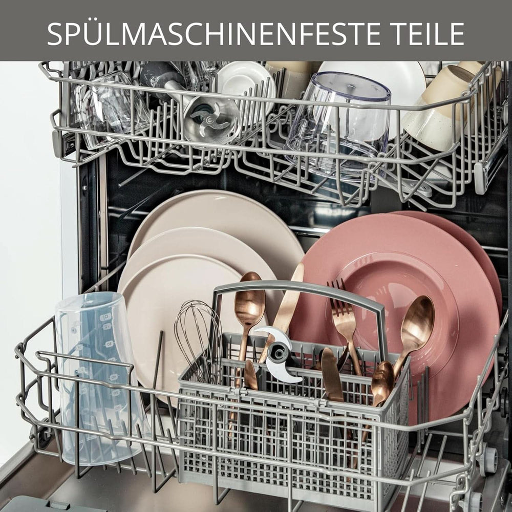 Krups Perfect Mix Stand Mixer HZ6568 | Blender | 1000 Watt | Edelstahlfuß | 4 Extra Scharfe Messer | Powelix-teknologi | Schneebesen | 500 Ml Zerkleiner | 800 Ml Messbecher | Schwarz/Silber Kitchen Naty Shop