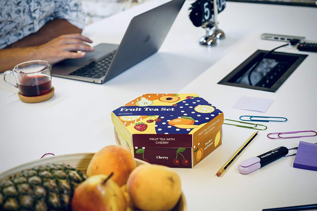 ACORUS | Set de ceaiuri de lux cu fructe | Set cadou cu ceaiuri naturale în 6 arome | Ceaiuri din plante, ceaiuri din fructe | Sortiment de ceaiuri | Cutie de ceai cu 60 de pliculețe