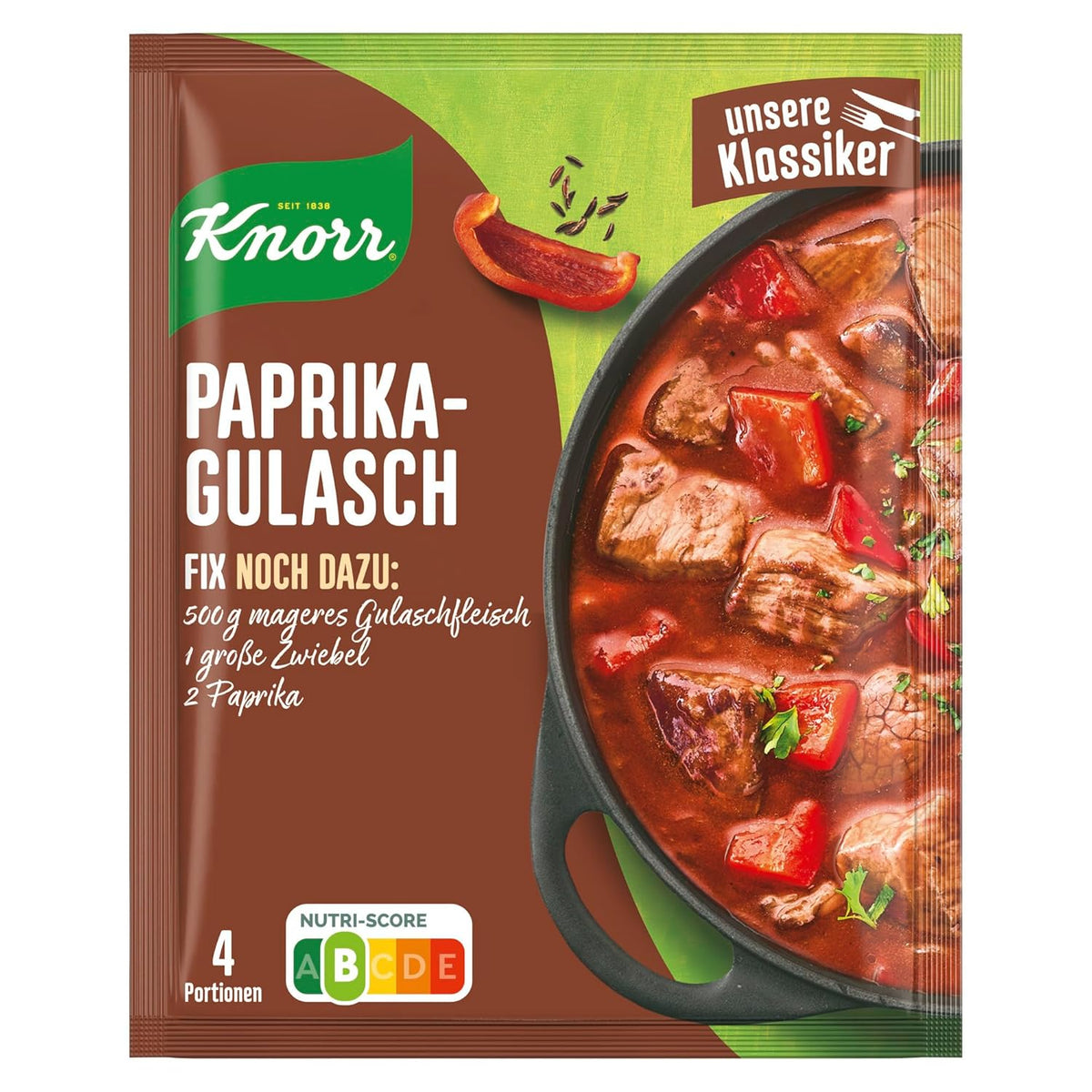 Knorr Fix Würzmischung Paprika-Gulash für ene leckeres Fleischgericht mit natürliche Ingredienten 4 Portionen