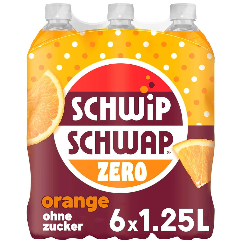 Schwip Schwap Zero Orange, sodavand med appelsinsmag, sæt 6 x 1,25 liter Ikke-alkoholiske drikke Naty Shop