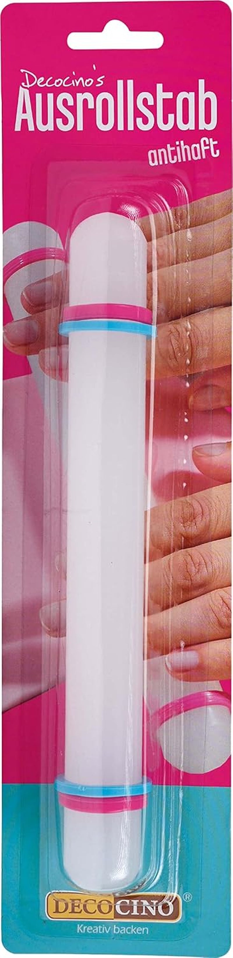 DECOCINO Ausrollstab – 3-delt, ca. 23 cm lang – antihaftbeschichter als Teigrolle zum Ausrollen von Marcipan, Blütenpaste, Roll-Fondant