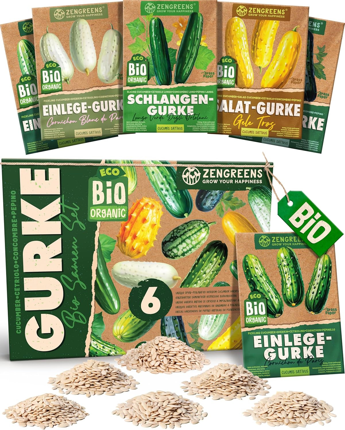 Økologiske basilikumfrø i et sæt med 6 - 6 basilikumfrø til nem dyrkning i haven, balkonen eller højbedet - Plantefrø - Frøplanter