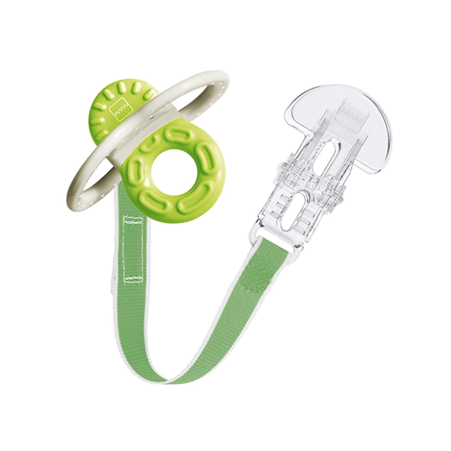 Inel de dentiție MAM, de la 2 luni, ușurare imediată pentru erupția dentară ulterioară, extra ușor și ușor de prins și ținut în mână, include cataramă, ușor de curățat, neutru, 1 bucată