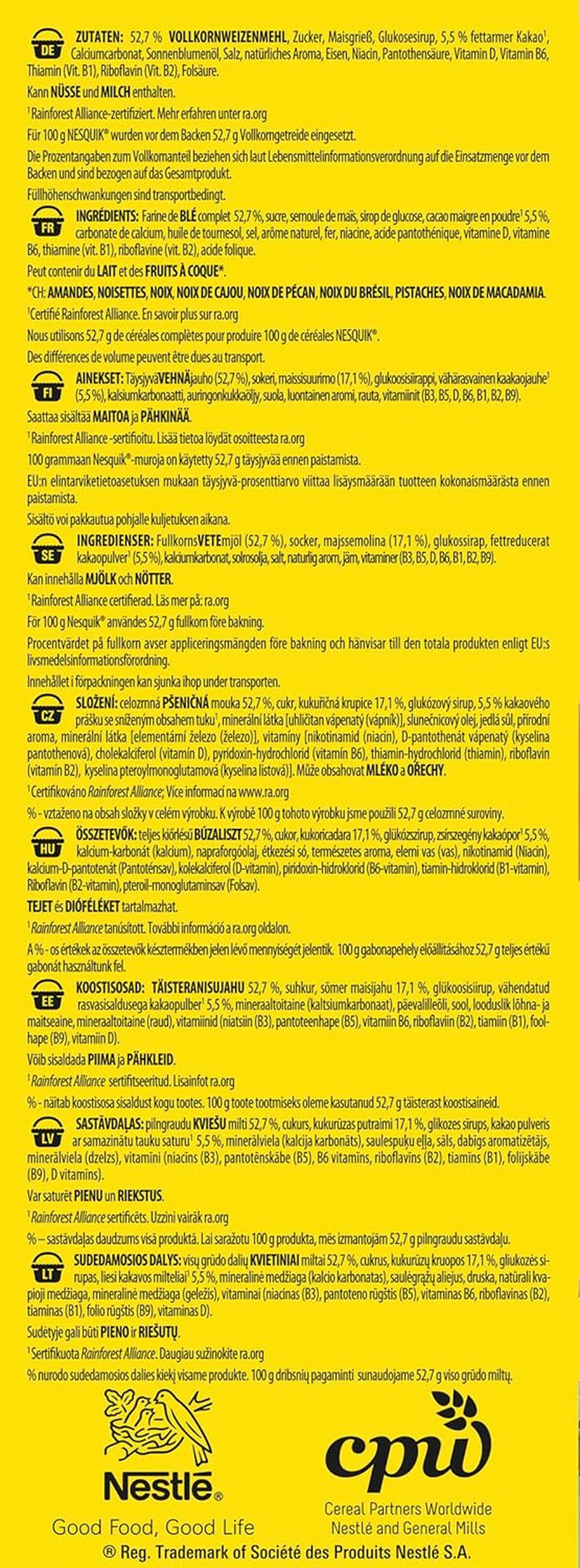 Nestlé Nesquik sprød morgenmad, korn med chokolade og fuldkorn, 1 pakke (1 x 1 kg)