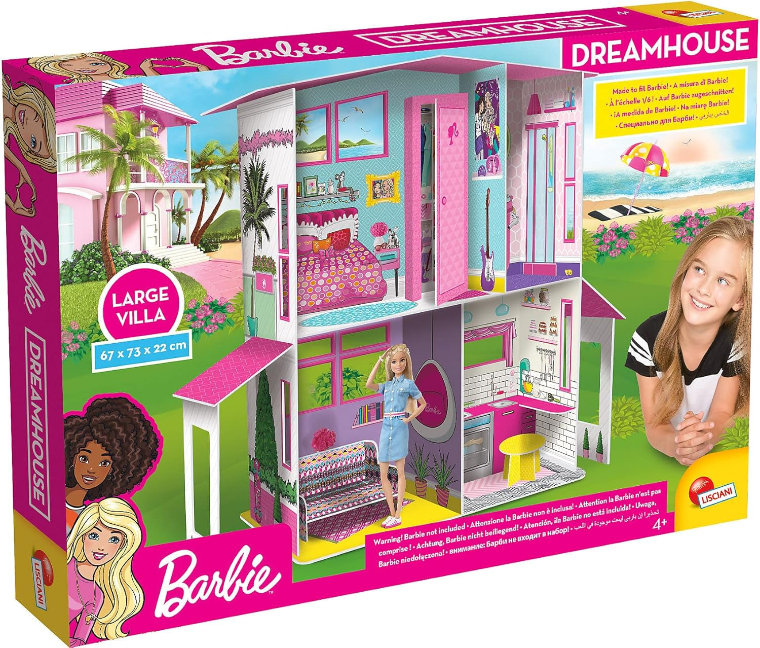 Lisciani - BARBIE Dukkehus - Barbie drømmevilla i to etager - 3D-hus til at bygge, dekorere og designe - Kreativt håndværk og byggelegetøj til børn fra 4 år og op Dukkehuse Naty Shop