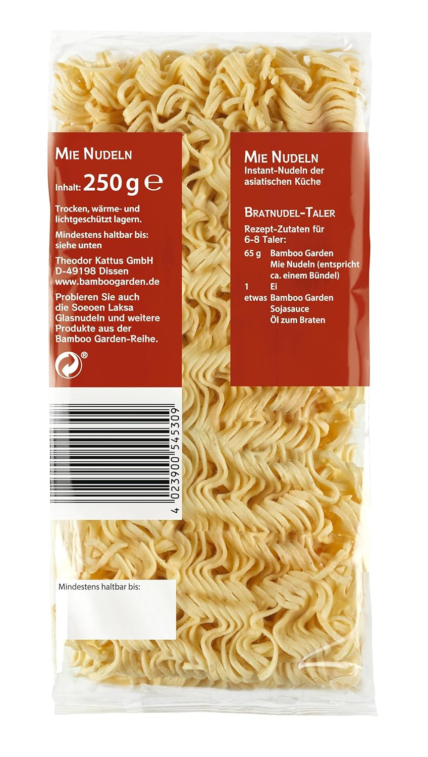 Bambushave - Mie Nudler | Instant nudler til asiatisk køkken | Ideel til wok-retter eller supper Veganere | 250 g pose