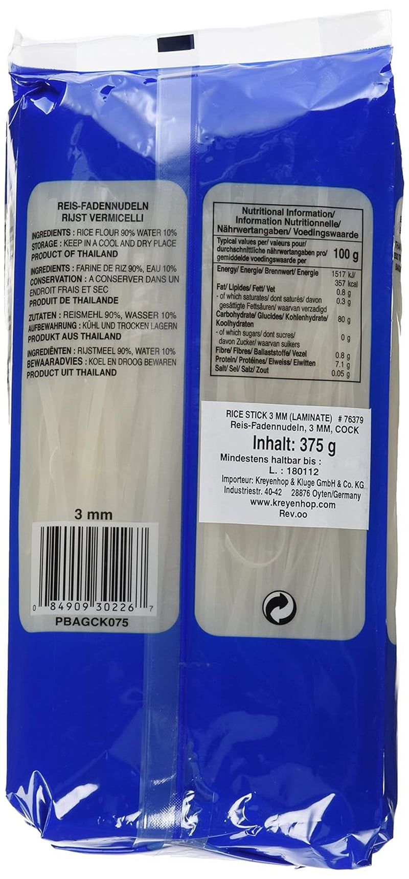 Hane risnudler, 3 mm, klasse 1 (1 pakke x 375 g)