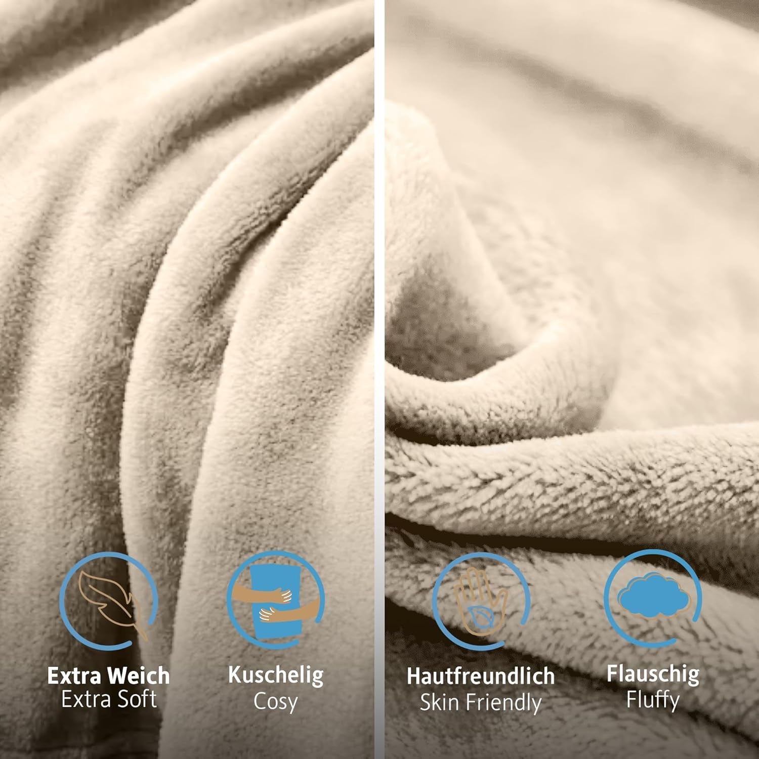 Komfortec fluffy tæppe, behageligt tæppe, fleece tæppe, Oeko-Tex certificeret, super blødt, 150X200 Cm, 260 G/M², beige Senge og tæpper Besuche den Komfortec-Store