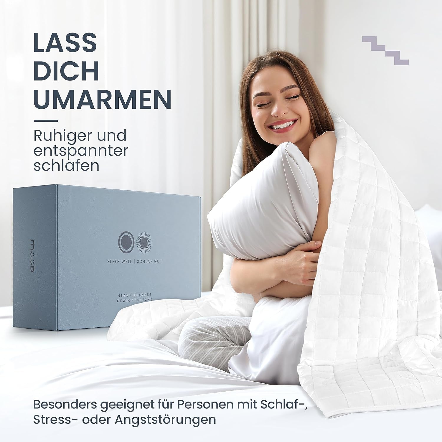 7 kg terapeutisk tæppe I 135X200Cm I Til afslappende søvn I Højkvalitets vægtet tæppe lavet af åndbart bomuld I Afstressende og terapeutisk - Inklusiv pakkeboks med bærehåndtag Senge og tæpper Besuche den mÃ¼Ã¼d-Store