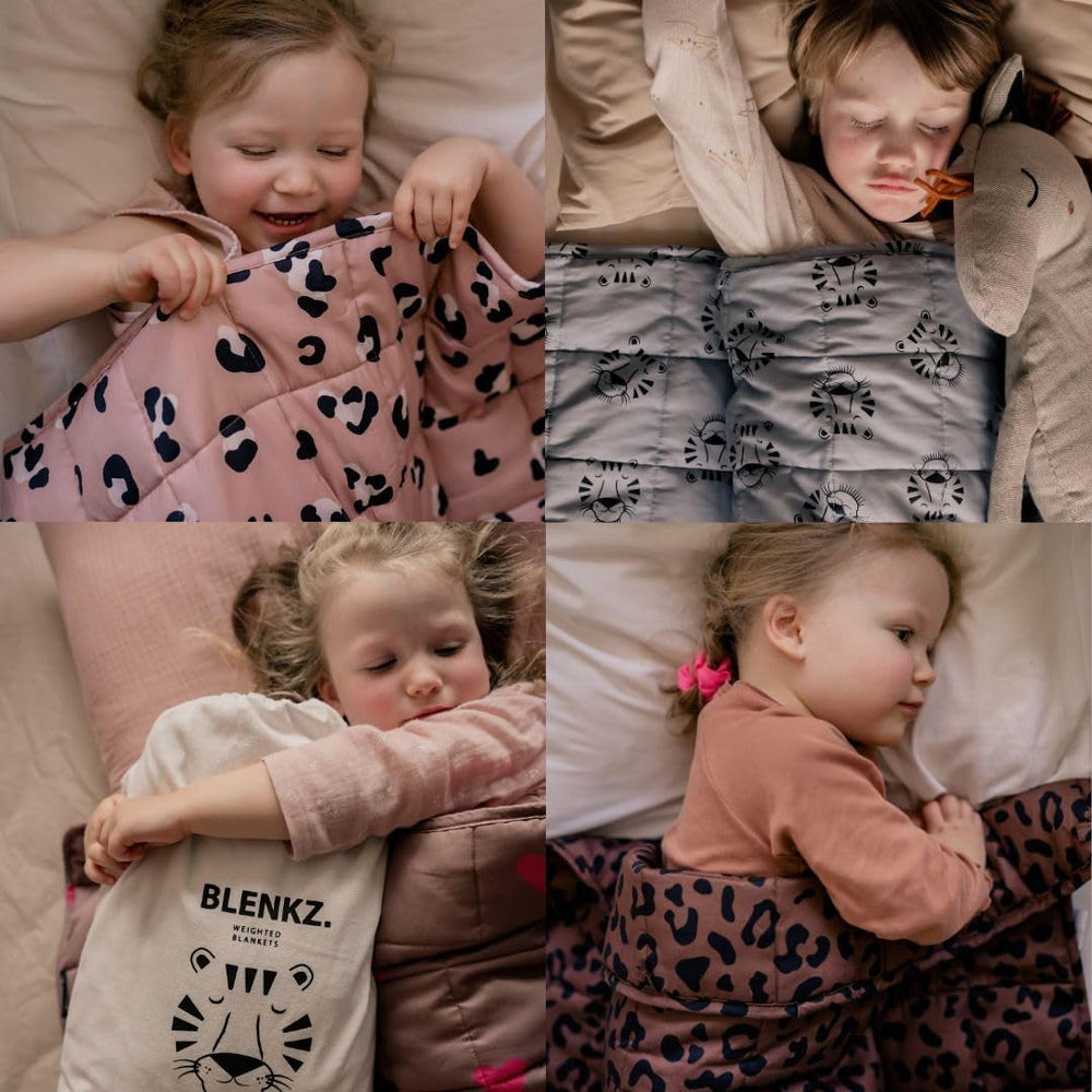 Pătură ponderată pentru copii | 3.5 Kg | 100X150Cm | Pătură de terapie | Pături ponderate | Pătură grea (față de tigru albastru, 3.5Kg-100X150 Cm) Paturi si Cuverturi BLENKZ.