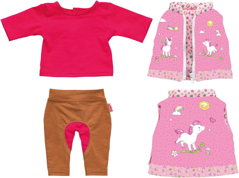 Heless 1070 - Bekleidungs-Set for Puppen, Reiter-Outfit Lina, 3 teilig med Hose, Shirt og Veste, Größe 28 - 35 cm