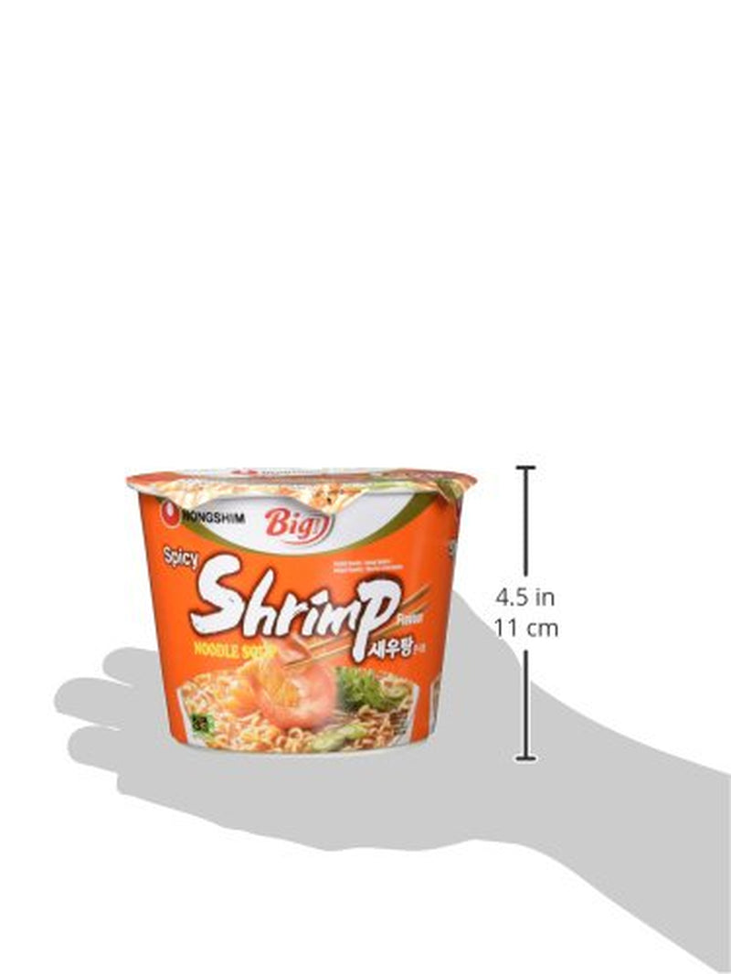 Nong Shim instant nudler med rejer, stor skål - koreansk Ramen suppe - Hurtig tilberedning - 115 g (1 pakke)