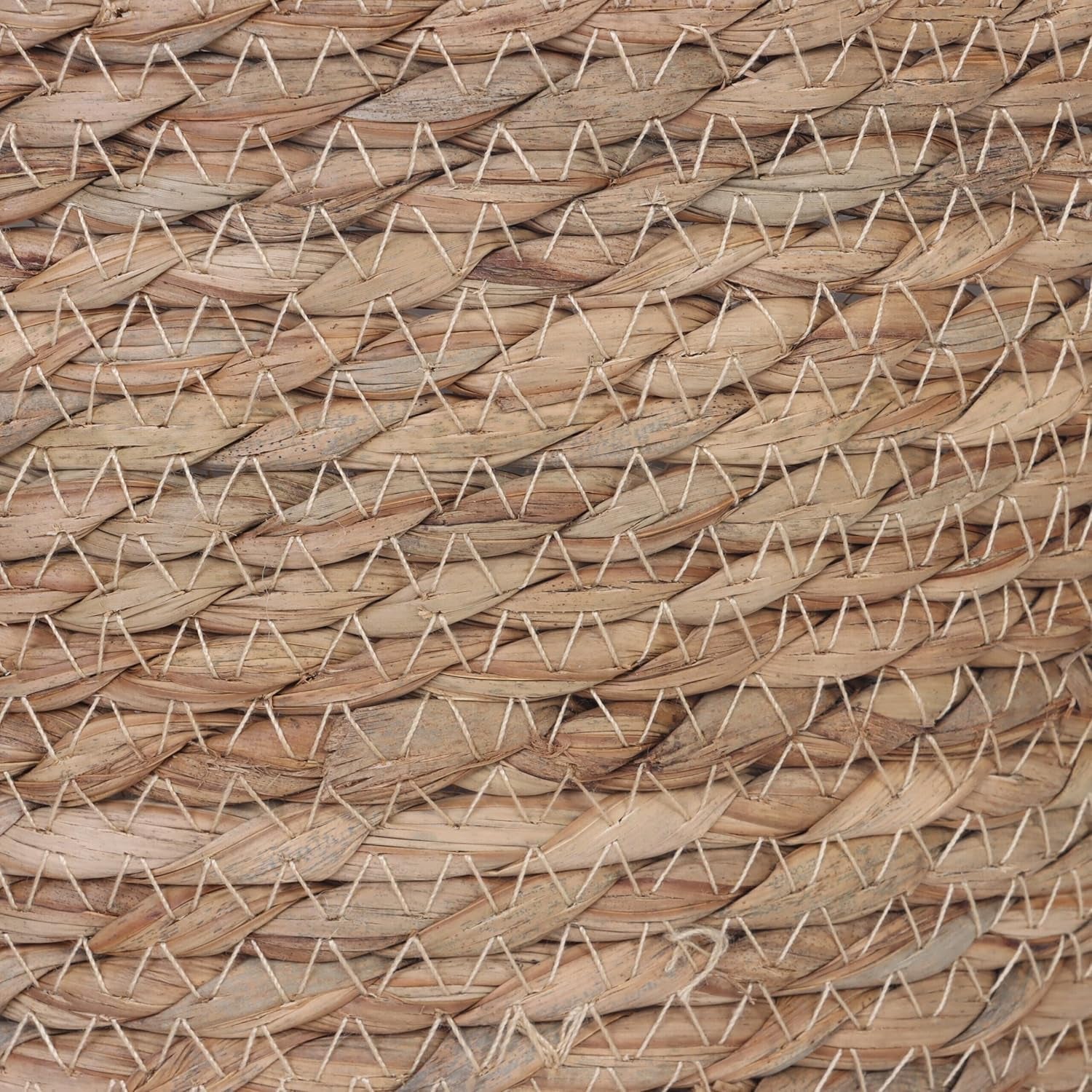 Ghiveci de flori Relaxdays, Set de 3, Stuf, Ghivece de plante cu folie, 3 dimensiuni, Stil Boho, Ghivece rotunde, Natural