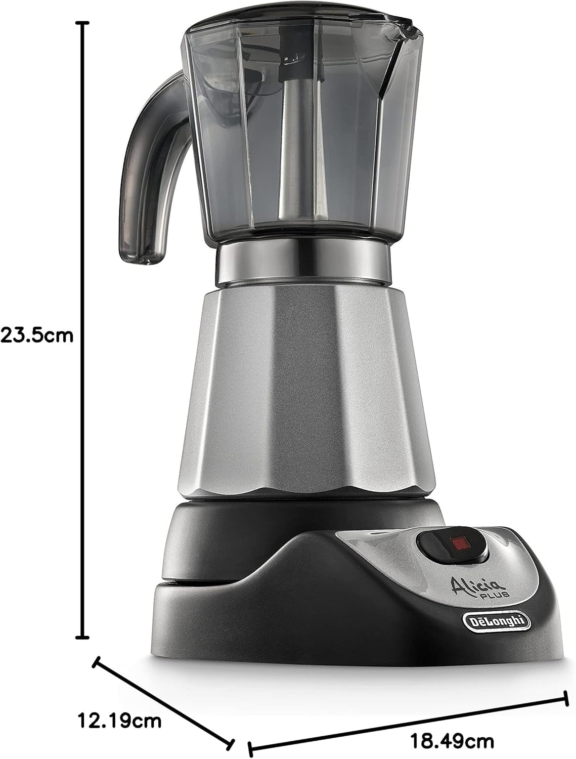 De'Longhi Alicia Plus EMKM6.B Oală Moka (rotativă la 360°, 550 W) Argintiu-Negru
