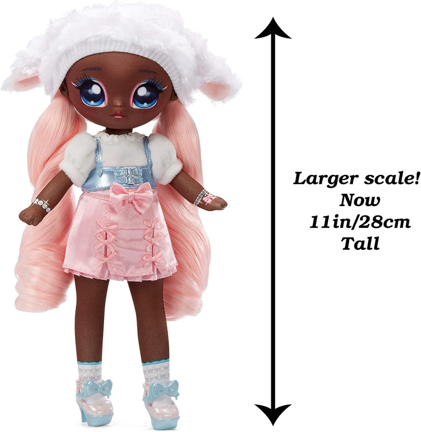 N/A! N/A! N/A! SurpriseTeens Modepuppe - Sammlerpuppe - 28 cm blød Stoffpuppe, inspireret af Får - Med pink hår - Lila Lamb