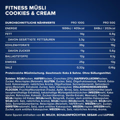 IronMaxx Fitness Müsli - Cookies & Cream, 2 kg pose | Proteinrig vegansk müsli med sprødt indhold | Lavt indhold af sukker og højt indhold af fibre