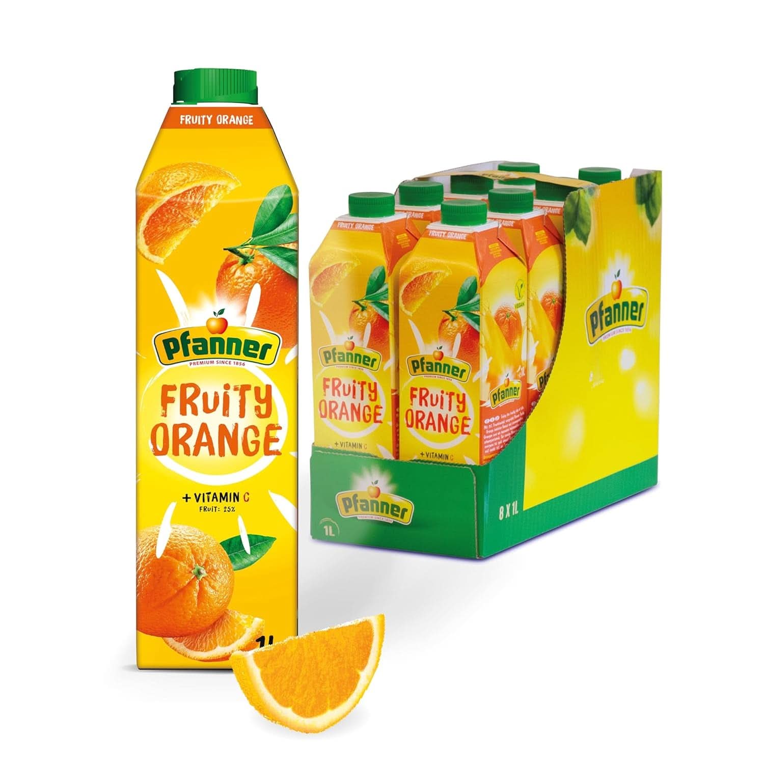 Pfanner Strawberry Fruit Nectar (8 X 1 liter) - 30 % frugtindhold - Strawberry Drink Naty Shop frugtagtig appelsin