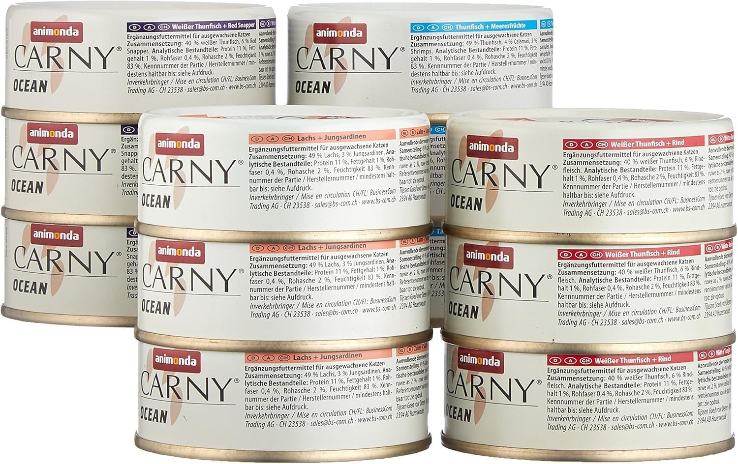 animonda Carny Adult Ocean Marine Variety No. 1 (12 x 80 g), hrană umedă pentru pisici adulte, hrană umedă cu file fraged de pește, hrană pentru pisici fără cereale și fără zahăr