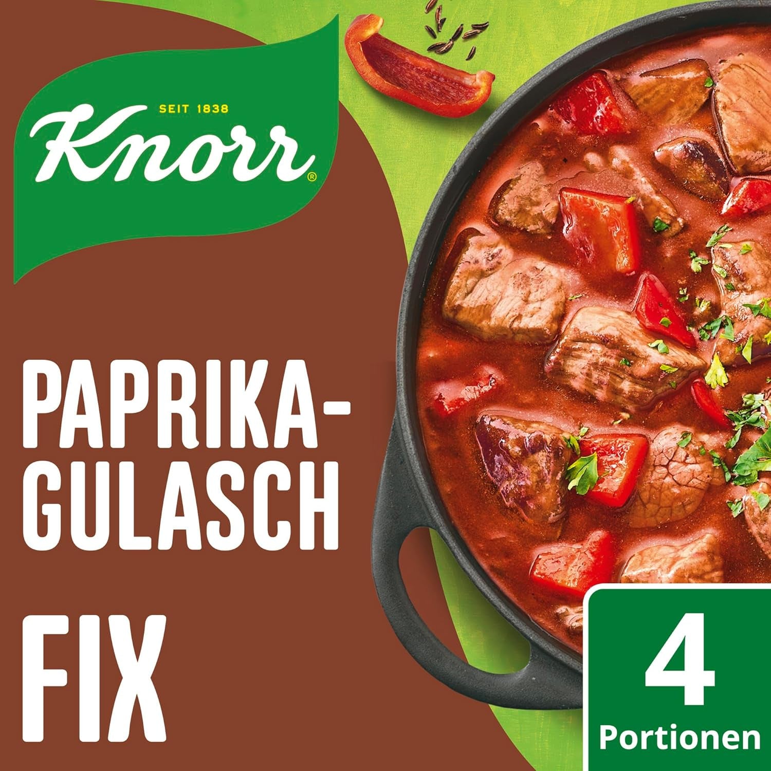 Knorr Fix Würzmischung Paprika-Gulash für ene leckeres Fleischgericht mit natürliche Ingredienten 4 Portionen