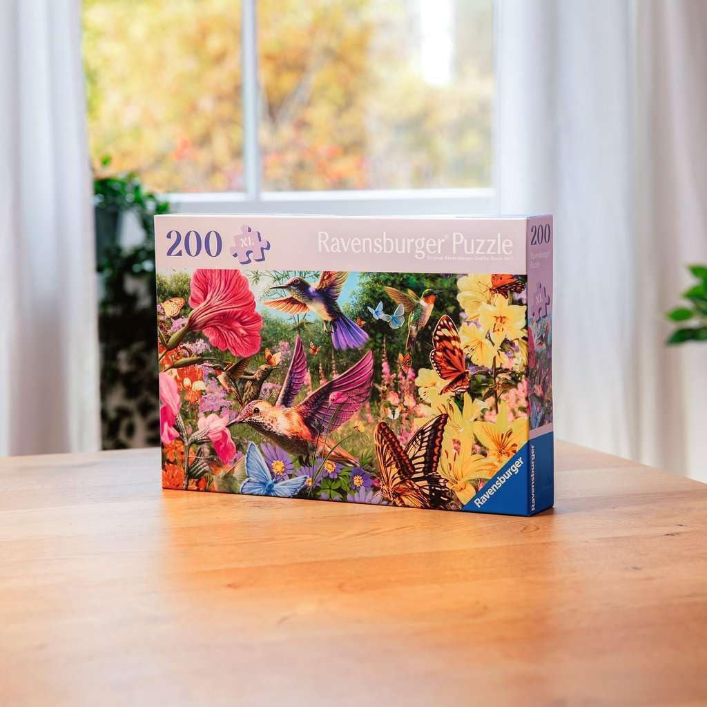 Ravensburger Puzzle 12001369 - Colibri și fluturi - puzzle de 200 de piese pentru persoane în vârstă și seniori, cu piese de puzzle mai mari, cu aderență, șablon cu imagine mare și cu bază pentru puzzle Puzzle Naty Shop