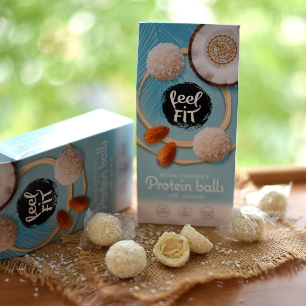 Sukkerfri kokospraliner med mandler, FIT FIT, uden tilsat sukker, 17% protein, 63 g