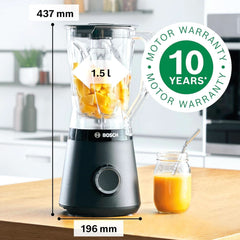 Bosch Standmixer Vitapower Serie 4 MMB6141B, Hochwertige Edelstahl-Klingen, 1,5L Tritan-Mixbehälter, Spülmaschinengeeignete Teile, 30.000 U/Min, 1200 W, Schwarz Kitchen Naty Shop