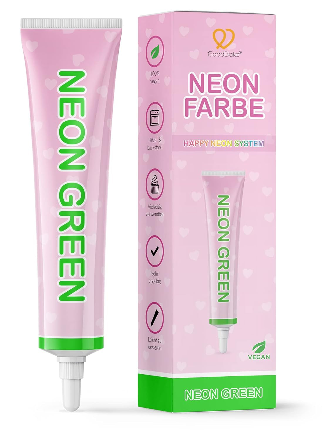 Goodbake Neonlebensmittelfarben 6 Farben Set – Intensive Lebensmittelfarbe – Lebensmittelfarbpaste – Zum Einfärben Von Torten, Fondant, Buttercreme Uvm. – 100% Vegan Naty Shop Neon Grün