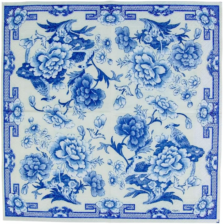 Șervețel de cocktail, albastru/alb